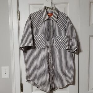 Vintage Ely Plains Western Short Sleeve Men's Shirt Pearl Snaps Large Plaid